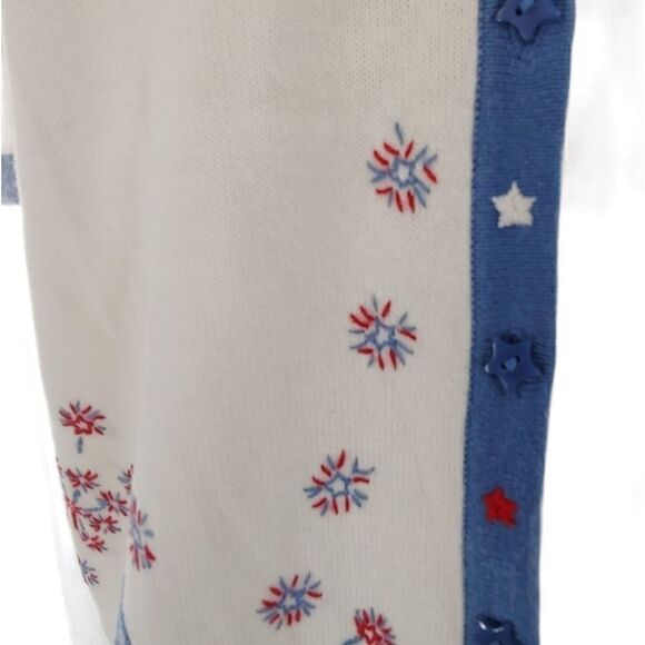 Embroidered red white & blue retro cardigan med - Picture 7 of 11